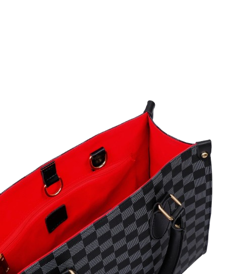 Checkered black everyday handbag