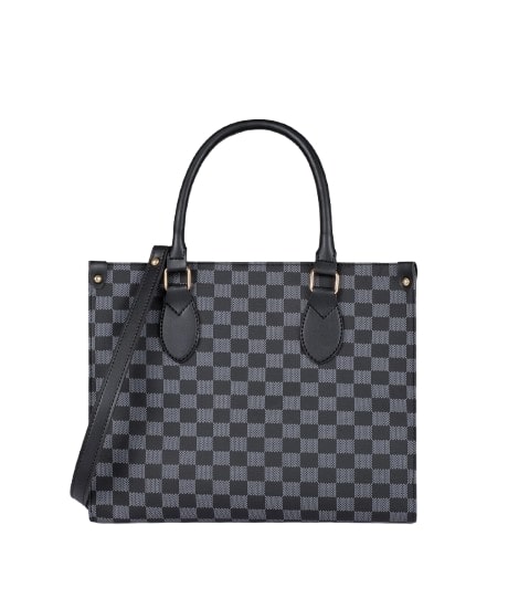 Checkered black everyday handbag
