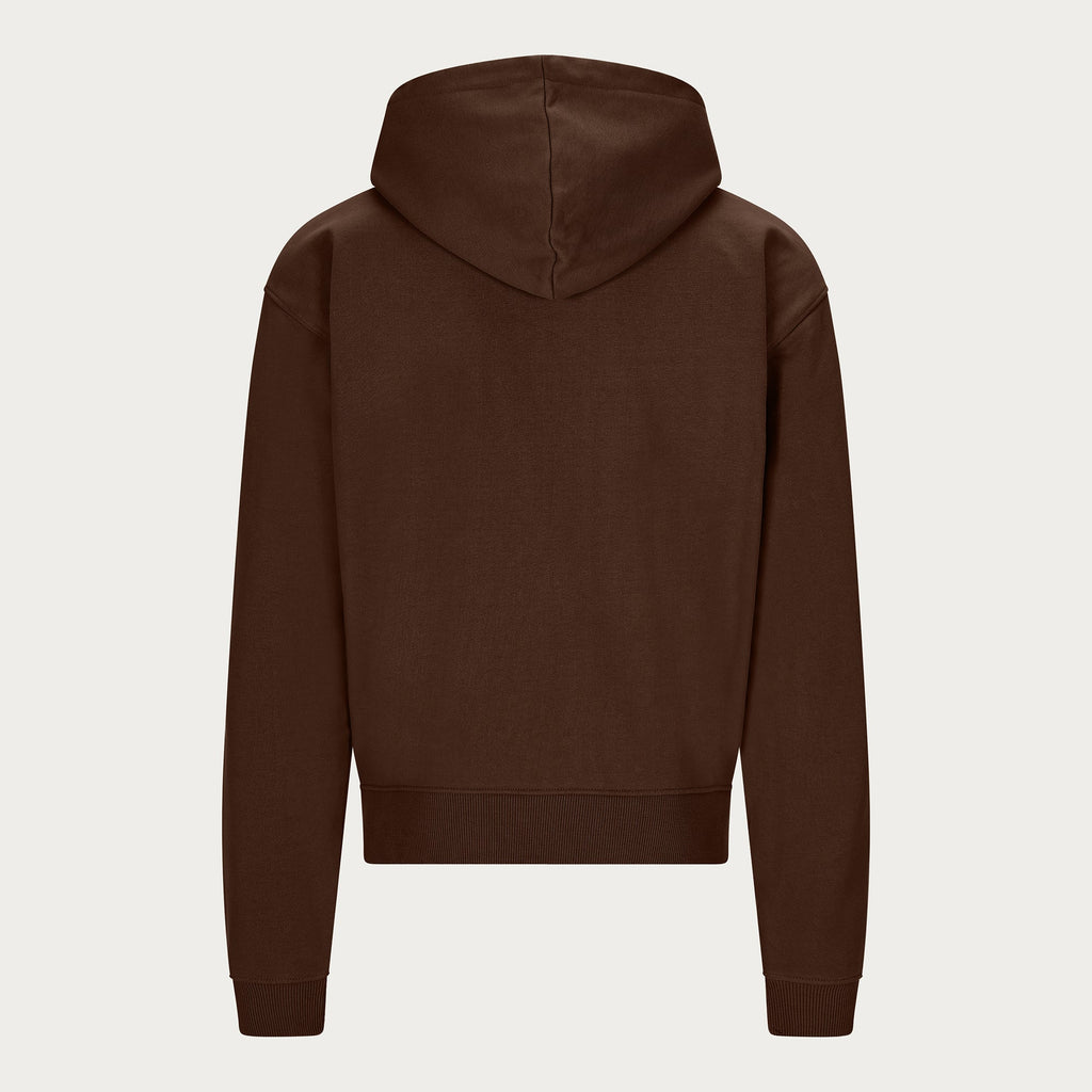 BROWN BASIC ZIP HOODIE