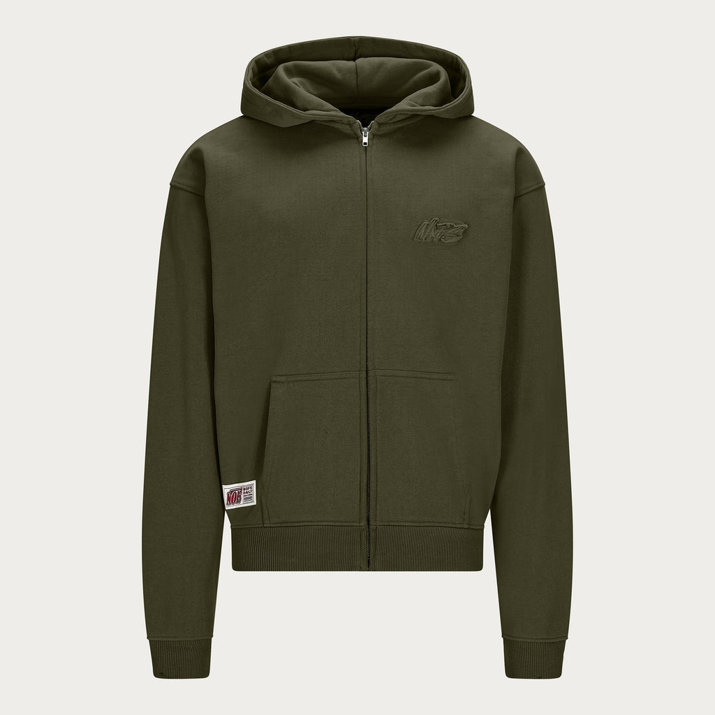DARK OLIVE BASIC ZIP HOODIE