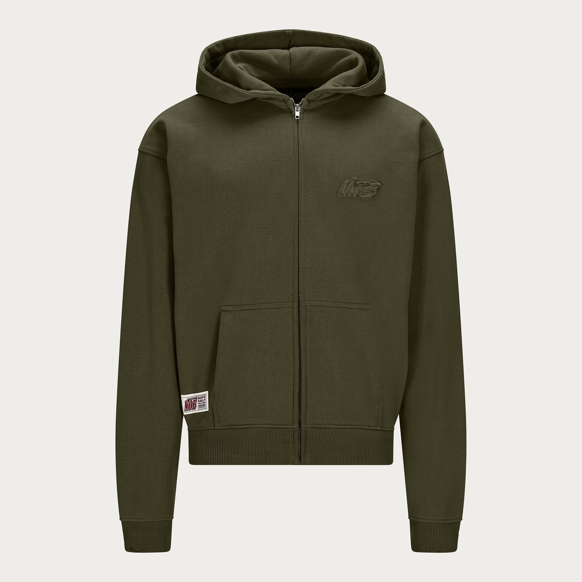 DARK OLIVE BASIC ZIP HOODIE