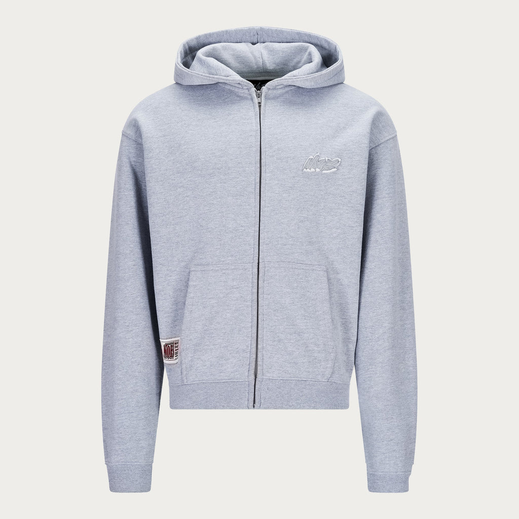 GREY BASIC ZIP HOODIE