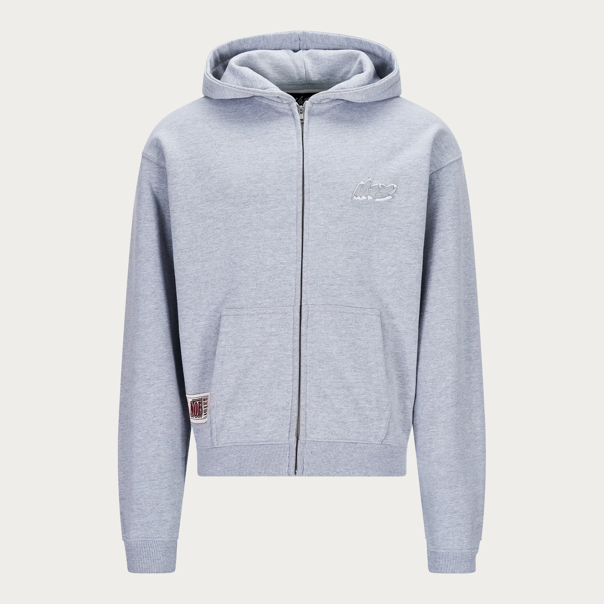 GREY BASIC ZIP HOODIE