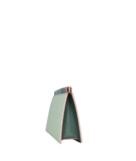 Evening handbag in army green with a snap wrap