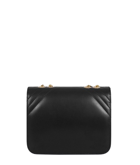 Cross-body bag with black houndstooth chain