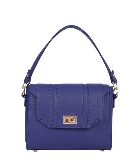 Cross-body blue top-handle bag