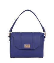 Cross-body blue top-handle bag