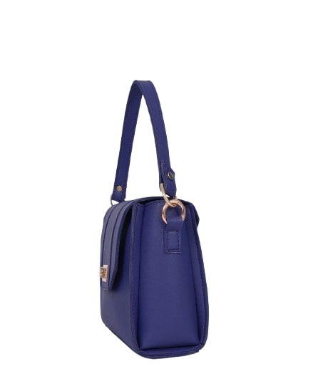 Cross-body blue top-handle bag