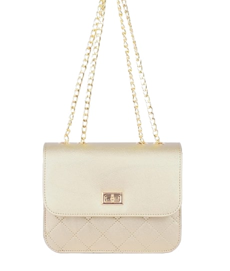 Cross-body golden quilted chain bag
