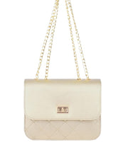Cross-body golden quilted chain bag