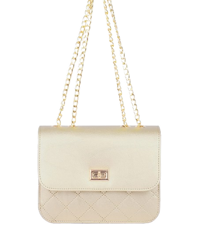 Cross-body golden quilted chain bag