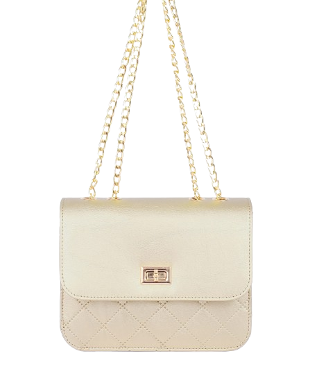 Cross-body golden quilted chain bag