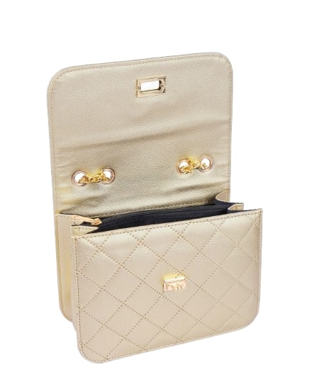 Cross-body golden quilted chain bag