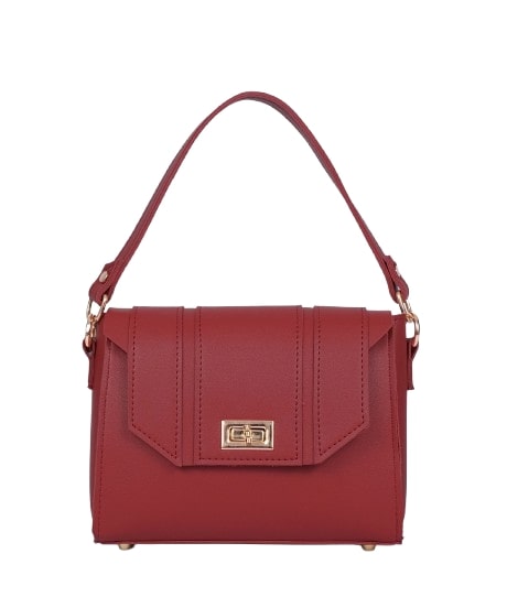 Cross-body red top-handle bag