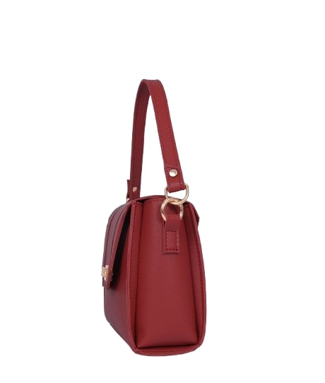 Cross-body red top-handle bag