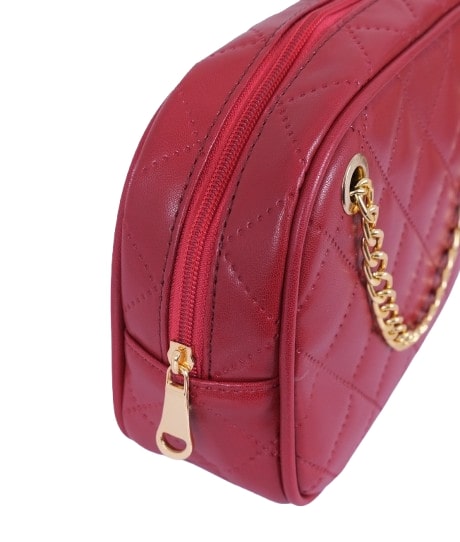 Quilted rectangle cross-body bag in maroon