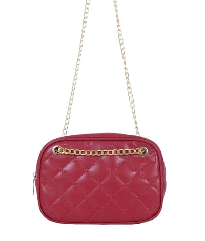 Quilted rectangle cross-body bag in maroon