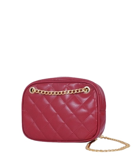 Quilted rectangle cross-body bag in maroon