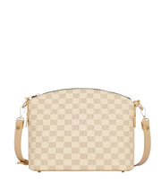 Off-white cross-body bag with a checkered dome