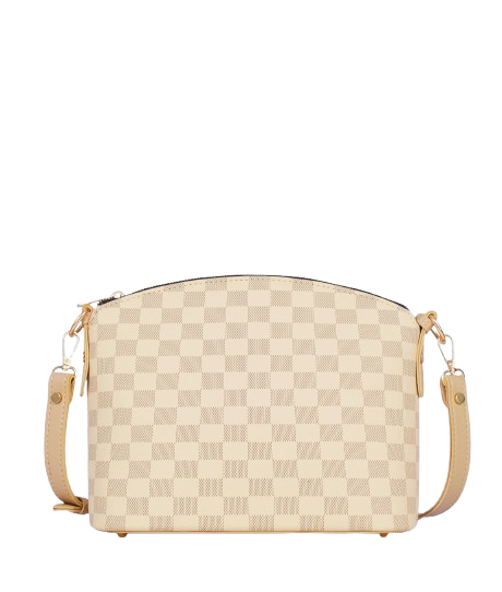 Off-white cross-body bag with a checkered dome