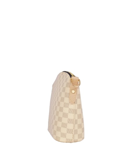 Off-white cross-body bag with a checkered dome