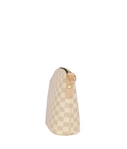 Off-white cross-body bag with a checkered dome