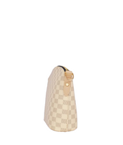 Off-white cross-body bag with a checkered dome